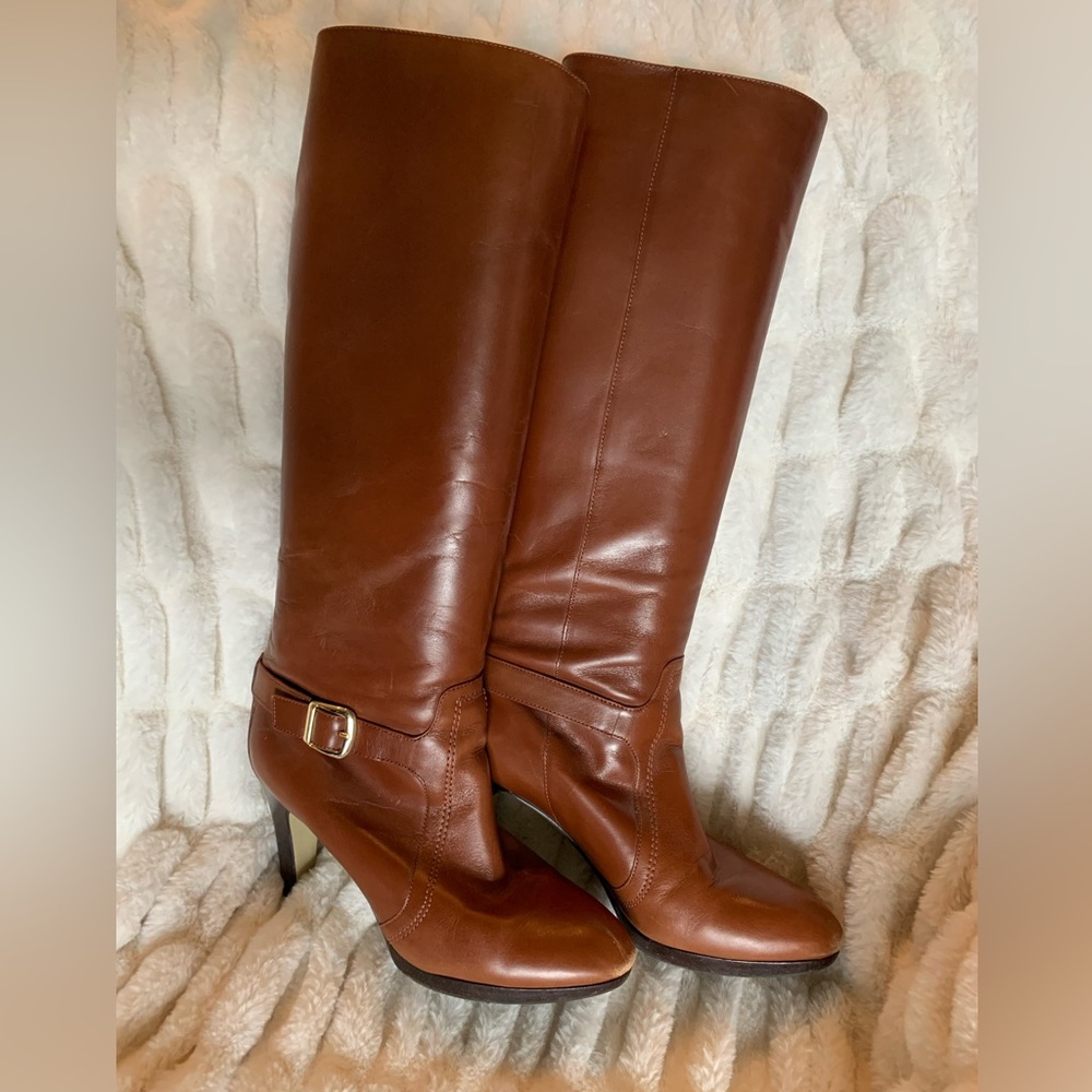 Alex Marie Cognac Brown Knee High Leather boots, size 8 1/2M